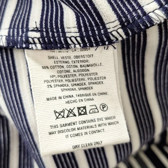 Anthropologie Navy Blue & White Striped Preppy Double Breasted Peacoat Size S - Picture 12 of 13